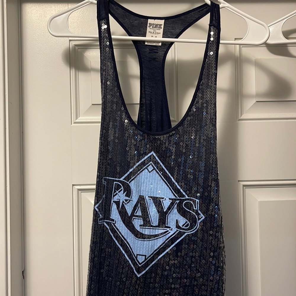 Blue, Tampa Bay, rays, sequin tank top by “PINK”.